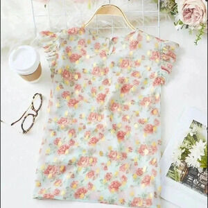 Gilding Dot and Floral Chiffon Blouse size L